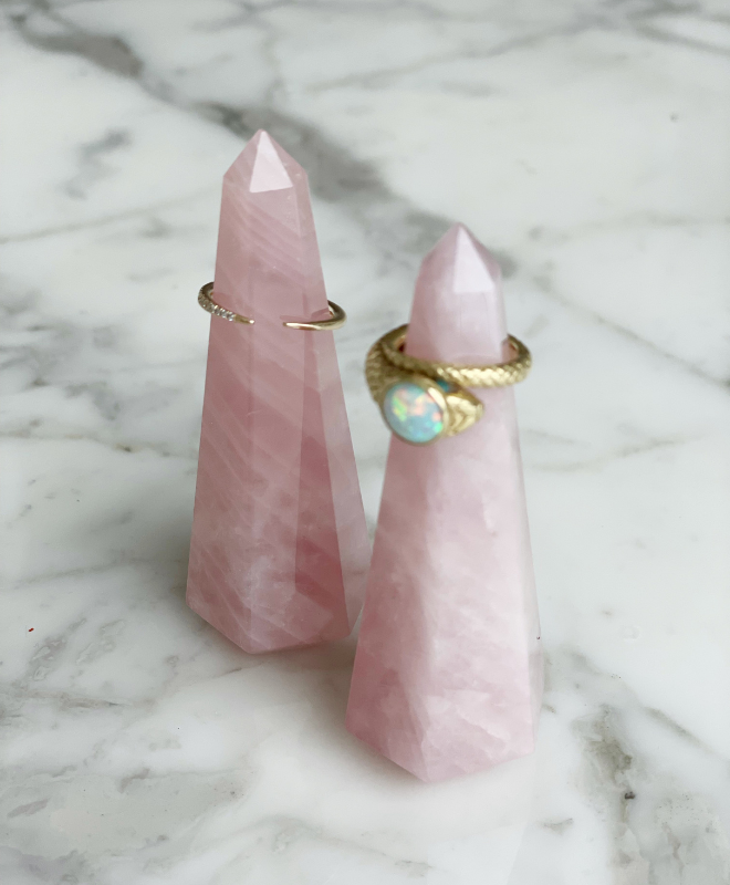 Rose quartz online ring holder
